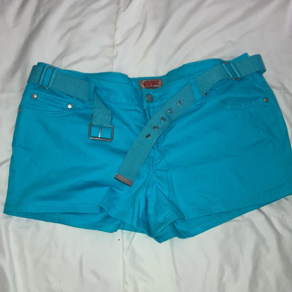 No Boundaries Turquoise High Waist Shorts with Belt